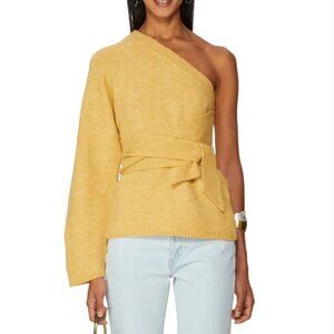 Nanushka‎ Ceto Sunflower Yellow Terry Mix One Shoulder Wrap Sweater